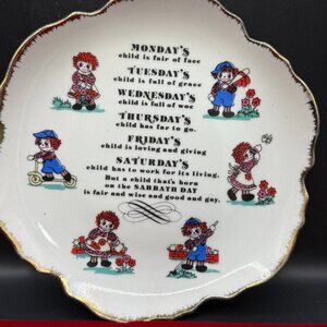 VTG Raggedy Ann and Andy "Monday's Child" collector plate